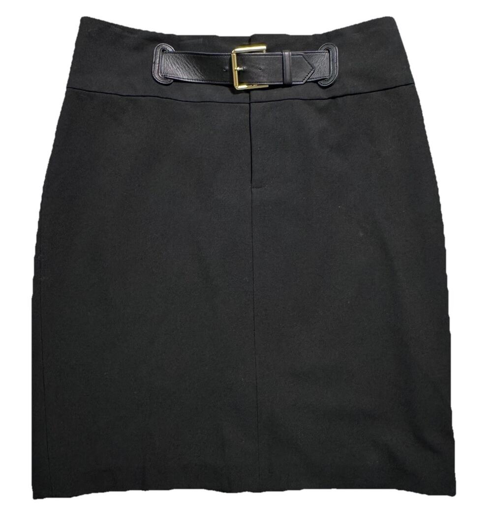 Ralph Lauren Polo Womens Gold Buckle Skirt 6 Preppy Old Money Office